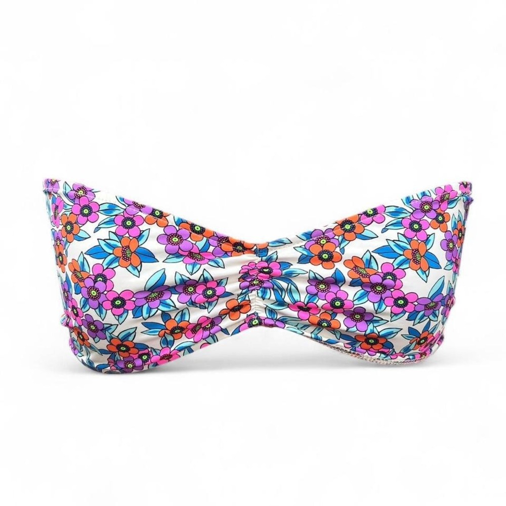 Frankie's Bikinis Jeanette Floral Bikini Top Bandeau Strapless Size Large